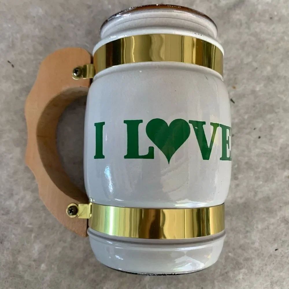I Love Vermont Souvenir Siesta Ware Wood Handled Mug
